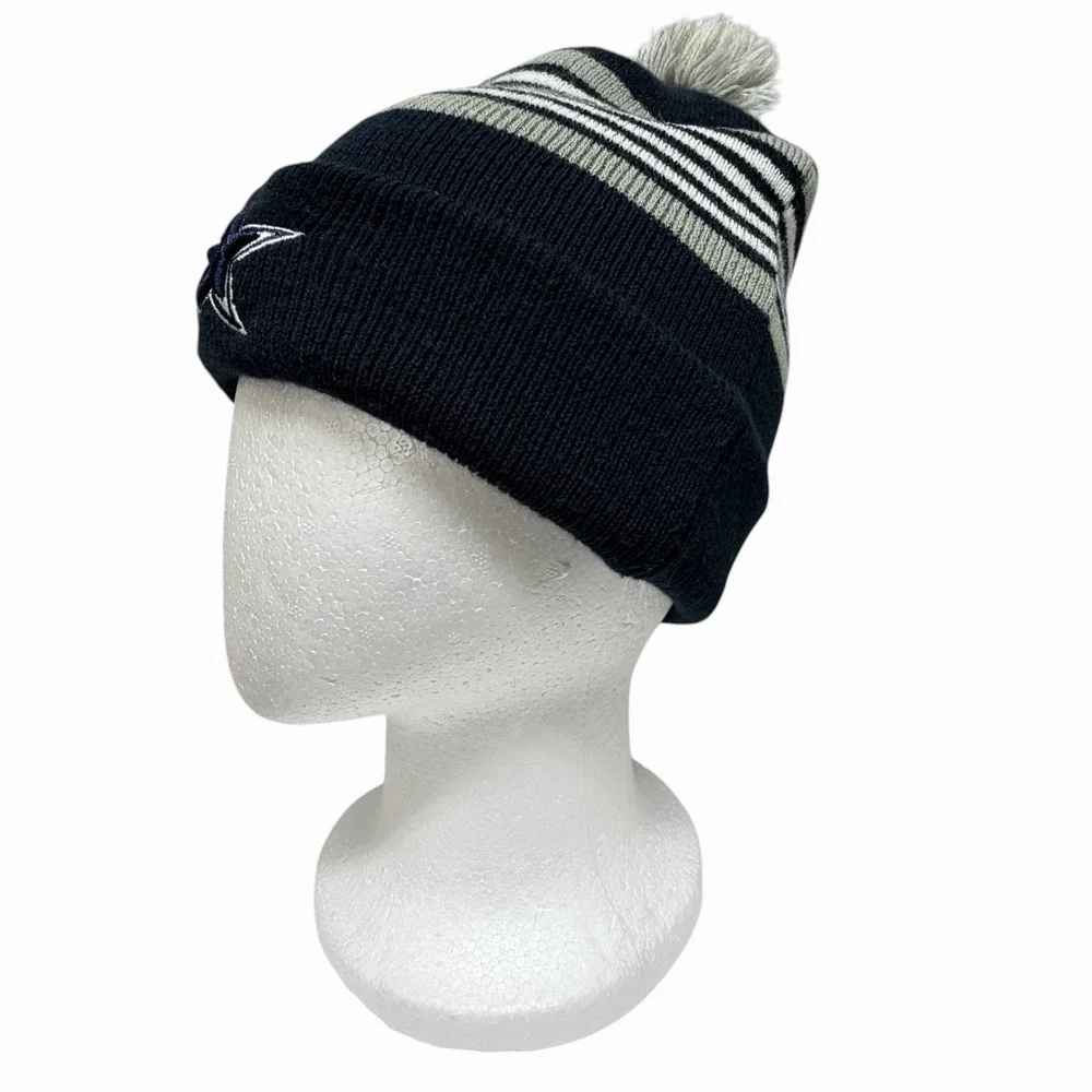 Dallas Cowboys Knit Beanie‎ Hat Pom Pom Navy Gray NFL Football Winter Cap OSFA